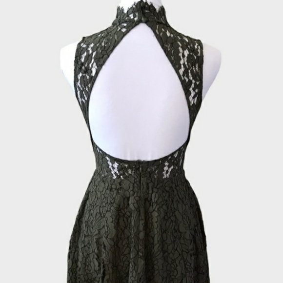 NEW Keepsake Porcelain Green Lace Open Back Dress Mini Keyhole Bohemian Summer - Picture 5 of 16
